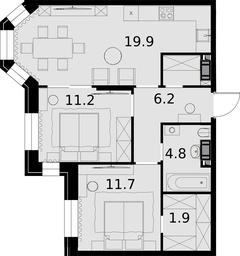 2-BD Apartment Sale, 62.4平方米 at Teatralnyi Kvartal, Rotmistrova Street, 2, Moscow, Russia #4