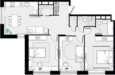 3-BD Apartment Sale, 83.46平方米 at Novograd Pavlino, Kosinskoye shosse, 2, Novoye Pavlino Microdistrict, Balashikha, Moscow Region, Russia #3