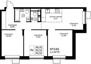 3-BD Apartment Sale, 65.52平方米 at Novograd Pavlino, Kosinskoye shosse, 2, Novoye Pavlino Microdistrict, Balashikha, Moscow Region, Russia #3 3-BD Apartment Sale, 65.52平方米 at Novograd Pavlino, Kosinskoye shosse, 2, Novoye Pavlino Microdistrict, Balashikha, Moscow Region, Russia #3
