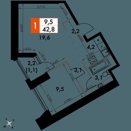 2-BD Apartment Sale, 42.8 sq. m. at Arkhitektor, Akademika Volgina Street, 2Д, Moscow, Russia #2 2-BD Apartment Sale, 42.8 sq. m. at Arkhitektor, Akademika Volgina Street, 2Д, Moscow, Russia #2