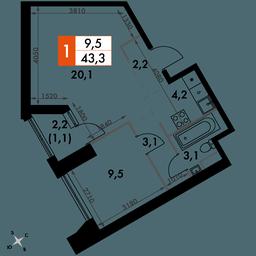 2-BD Apartment Sale, 43.3 sq. m. at Arkhitektor, Akademika Volgina Street, 2Д, Moscow, Russia #2 2-BD Apartment Sale, 43.3 sq. m. at Arkhitektor, Akademika Volgina Street, 2Д, Moscow, Russia #2
