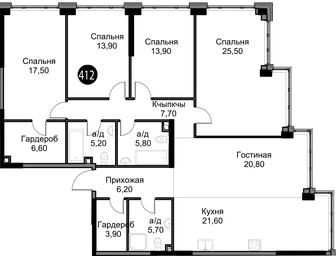 1-BD Apartment Sale, 47.4 sq. m. at AFI Park Voroncovskiy, Akademika Chelomeya Street, 7Ас2, Moscow, Russia #3