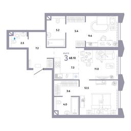 2-BD Apartment Sale, 68.1平方米 at Strana.Ozernaya, Ozyornaya Street, 42с7, Moscow, Russia #4