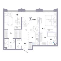 2-BD Apartment Sale, 60.4平方米 at Strana.Ozernaya, Ozyornaya Street, 42с7, Moscow, Russia #4