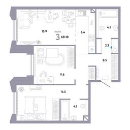 2-BD Apartment Sale, 68.1 sq. m. at Strana.Ozernaya, Ozyornaya Street, 42с7, Moscow, Russia #4