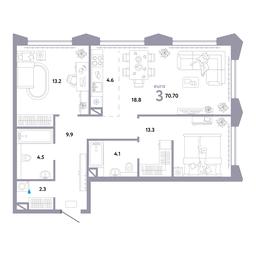 2-BD Apartment Sale, 70.8平方米 at Strana.Ozernaya, Ozyornaya Street, 42с7, Moscow, Russia #2 2-BD Apartment Sale, 70.8平方米 at Strana.Ozernaya, Ozyornaya Street, 42с7, Moscow, Russia #2