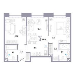 2-BD Apartment Sale, 58.2 sq. m. at Strana.Ozernaya, Ozyornaya Street, 42с7, Moscow, Russia #3 2-BD Apartment Sale, 58.2 sq. m. at Strana.Ozernaya, Ozyornaya Street, 42с7, Moscow, Russia #3