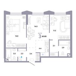2-BD Apartment Sale, 61平方米 at Strana.Ozernaya, Ozyornaya Street, 42с7, Moscow, Russia #3 2-BD Apartment Sale, 61平方米 at Strana.Ozernaya, Ozyornaya Street, 42с7, Moscow, Russia #3