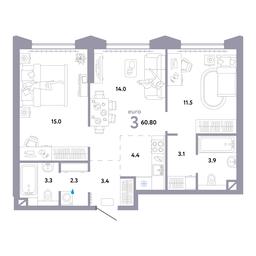 2-BD Apartment Sale, 61平方米 at Strana.Ozernaya, Ozyornaya Street, 42с7, Moscow, Russia #2 2-BD Apartment Sale, 61平方米 at Strana.Ozernaya, Ozyornaya Street, 42с7, Moscow, Russia #2
