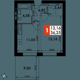 1-BD Apartment Sale, 37.8 sq. m. at Zhavoronki Club, zhiloy kompleks Akkord Smart-kvartal, Mitkino Village, Odintsovskiy City District, Moscow Region, Russia #4