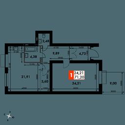 2-BD Apartment Sale, 73.1平方米 at Zhavoronki Club, zhiloy kompleks Akkord Smart-kvartal, Mitkino Village, Odintsovskiy City District, Moscow Region, Russia #4