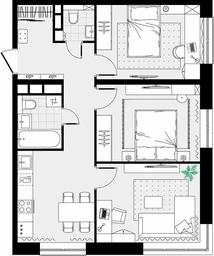 2-BD Apartment Sale, 61.97平方米 at Tsvetochnye Polyany City, kvartal № 165, Filimonkovskoye Municipal Formation, Moscow, Russia #4