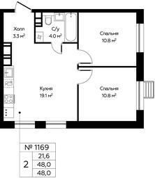 1-BD Apartment Sale, 48 sq. m. at Eko Bunino, prospekt Kuprina, 34к1, Sosenskoye Settlement, Moscow, Russia #3