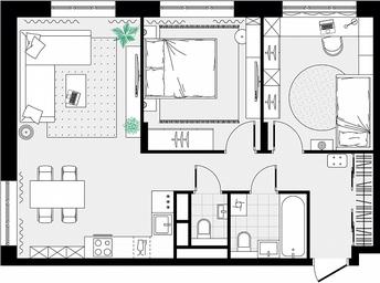 2-BD Apartment Sale, 61.4平方米 at Novograd Pavlino, Kosinskoye shosse, 2, Novoye Pavlino Microdistrict, Balashikha, Moscow Region, Russia #4