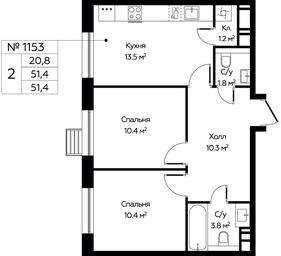 1-BD Apartment Sale, 51.4 sq. m. at Eko Bunino, prospekt Kuprina, 34к1, Sosenskoye Settlement, Moscow, Russia #3 1-BD Apartment Sale, 51.4 sq. m. at Eko Bunino, prospekt Kuprina, 34к1, Sosenskoye Settlement, Moscow, Russia #3