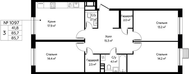 2-BD Apartment Sale, 85.7 sq. m. at Eko Bunino, prospekt Kuprina, 34к1, Sosenskoye Settlement, Moscow, Russia #3 2-BD Apartment Sale, 85.7 sq. m. at Eko Bunino, prospekt Kuprina, 34к1, Sosenskoye Settlement, Moscow, Russia #3