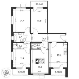 4-BD Apartment Sale, 101.2平方米 at Pervyi Lermontovskiy, zhiloy kompleks 1-y Lermontovskiy, Lyubertsy, Moscow Region, Russia #4