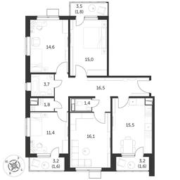 4-BD Apartment Sale, 101.2平方米 at Pervyi Lermontovskiy, zhiloy kompleks 1-y Lermontovskiy, Lyubertsy, Moscow Region, Russia #3