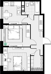1-BD Apartment Sale, 50.3平方米 at Tsvetochnye Poliany, kvartal № 23, Filimonkovskoye Municipal Formation, Moscow, Russia #4