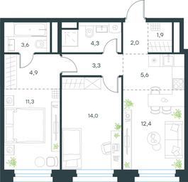 2-BD Apartment Sale, 63.3 sq. m. at Level Nagatinskaya, Nagatinskaya Embankment, 10Ас3, Moscow, Russia #3 2-BD Apartment Sale, 63.3 sq. m. at Level Nagatinskaya, Nagatinskaya Embankment, 10Ас3, Moscow, Russia #3