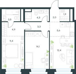 2-BD Apartment Sale, 63.3 sq. m. at Level Nagatinskaya, Nagatinskaya Embankment, 10Ас3, Moscow, Russia #2 2-BD Apartment Sale, 63.3 sq. m. at Level Nagatinskaya, Nagatinskaya Embankment, 10Ас3, Moscow, Russia #2