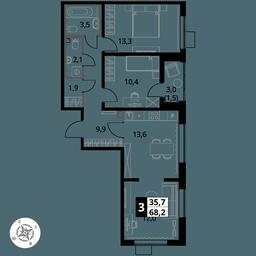 3-BD Apartment Sale, 68.2 sq. m. at Pervy Yuzhny, zhiloy kompleks Pervy Yuzhny, Leninskiy City District, Moscow Region, Russia #3 3-BD Apartment Sale, 68.2 sq. m. at Pervy Yuzhny, zhiloy kompleks Pervy Yuzhny, Leninskiy City District, Moscow Region, Russia #3