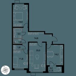 3-BD Apartment Sale, 83平方米 at Pervy Yuzhny, zhiloy kompleks Pervy Yuzhny, Leninskiy City District, Moscow Region, Russia #3