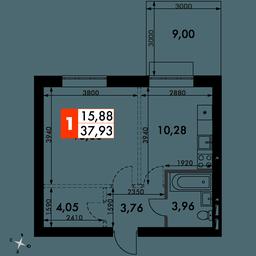 1-BD Apartment Sale, 39.5平方米 at Zhavoronki Club, zhiloy kompleks Akkord Smart-kvartal, Mitkino Village, Odintsovskiy City District, Moscow Region, Russia #4