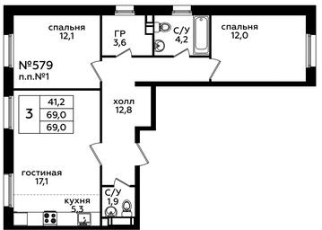 2-BD Apartment Sale, 68.4 sq. m. at Eko Bunino, prospekt Kuprina, 34к1, Sosenskoye Settlement, Moscow, Russia #2 2-BD Apartment Sale, 68.4 sq. m. at Eko Bunino, prospekt Kuprina, 34к1, Sosenskoye Settlement, Moscow, Russia #2