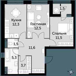 2-BD Apartment Sale, 62.1平方米 at Sky Garden, Stroitelny Drive, 9с6, Moscow, Russia #2