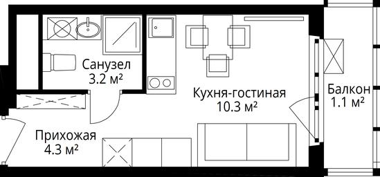 Apartment Sale, 18.9平方米 at Eko Vidnoe 2.0, kvartal Tsentralny, 1, Kupelinka Subdistrict, derevnya Sapronovo, Leninskiy City District, Moscow Region, Russia #4