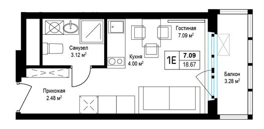 Apartment Sale, 18.9平方米 at Eko Vidnoe 2.0, kvartal Tsentralny, 1, Kupelinka Subdistrict, derevnya Sapronovo, Leninskiy City District, Moscow Region, Russia #3 Apartment Sale, 18.9平方米 at Eko Vidnoe 2.0, kvartal Tsentralny, 1, Kupelinka Subdistrict, derevnya Sapronovo, Leninskiy City District, Moscow Region, Russia #3