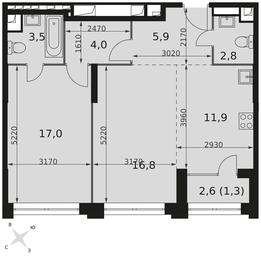 2-BD Apartment Sale, 63.2 sq. m. at Sydney City, Shenogina Street, 2, Moscow, Russia #4