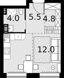 1-BD Apartment Sale, 45.2 sq. m. at Malevich, Otradnaya Street, 8, Moscow, Russia #2