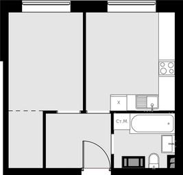 1-BD Apartment Sale, 34.4平方米 at Malevich, Otradnaya Street, 8, Moscow, Russia #3