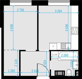 1-BD Apartment Sale, 34.4平方米 at Malevich, Otradnaya Street, 8, Moscow, Russia #2