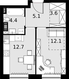 1-BD Apartment Sale, 37.9 sq. m. at Malevich, Otradnaya Street, 8, Moscow, Russia #4