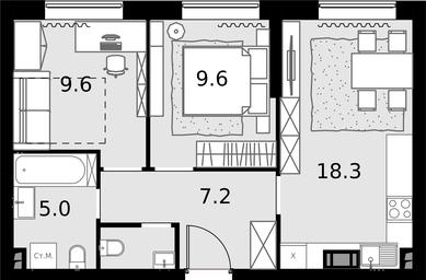 2-BD Apartment Sale, 51.4 sq. m. at Malevich, Otradnaya Street, 8, Moscow, Russia #4