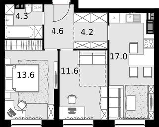 2-BD Apartment Sale, 55.3 sq. m. at Malevich, Otradnaya Street, 8, Moscow, Russia #4