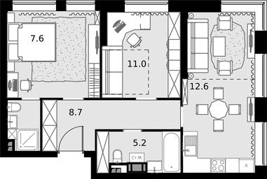 2-BD Apartment Sale, 61.2 sq. m. at Malevich, Otradnaya Street, 8, Moscow, Russia #4