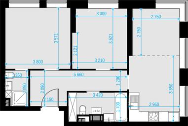 2-BD Apartment Sale, 61.2 sq. m. at Malevich, Otradnaya Street, 8, Moscow, Russia #3