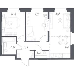 1-BD Apartment Sale, 51.01平方米 at Kvartal Strogino, zhiloy kompleks Kvartal Strogino, Krasnogorsk, Moscow Region, Russia #2