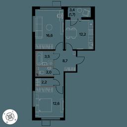 2-BD Apartment Sale, 59.5 sq. m. at Pervy Donskoj, zhiloy mikrorayon Sapronovo, derevnya Sapronovo, Leninskiy City District, Moscow Region, Russia #3