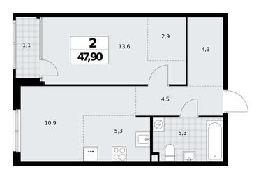 1-BD Apartment Sale, 47.9 sq. m. at Dom na Zorge, Zorge Street, 25с2, Moscow, Russia #2