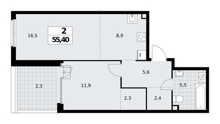 1-BD Apartment Sale, 55.4平方米 at Dom na Zorge, Zorge Street, 25с2, Moscow, Russia #3