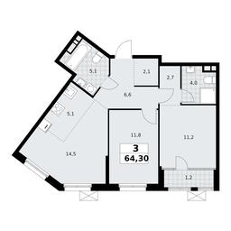 2-BD Apartment Sale, 64.3平方米 at Dom na Zorge, Zorge Street, 25с2, Moscow, Russia #3 2-BD Apartment Sale, 64.3平方米 at Dom na Zorge, Zorge Street, 25с2, Moscow, Russia #3