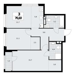 2-BD Apartment Sale, 70.1 sq. m. at Dom na Zorge, Zorge Street, 25с2, Moscow, Russia #2