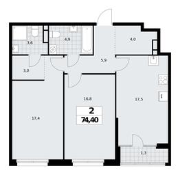 1-BD Apartment Sale, 74.4 sq. m. at Dom na Zorge, Zorge Street, 25с2, Moscow, Russia #2