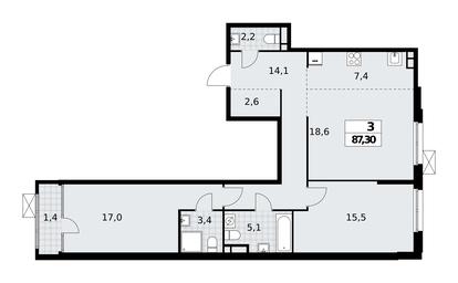 2-BD Apartment Sale, 87.3 sq. m. at Dom na Zorge, Zorge Street, 25с2, Moscow, Russia #3