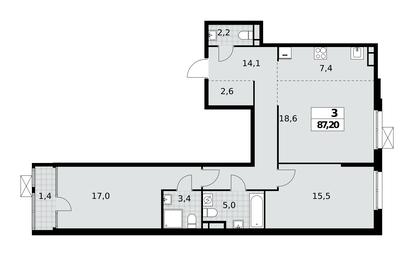 2-BD Apartment Sale, 87.2 sq. m. at Dom na Zorge, Zorge Street, 25с2, Moscow, Russia #3